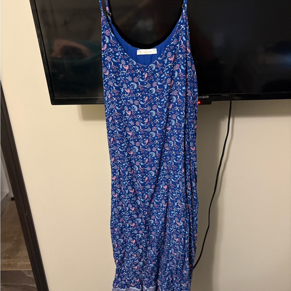 Blue Paisley High Low Dress